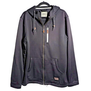 Dravus Black Full Zip Jacket Hooded Sweatshirt Leather Details Mens Large Skater